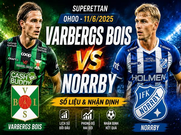 Số liệu trận đấu Varbergs BoIS gặp Norrby 0h ngày 11/6