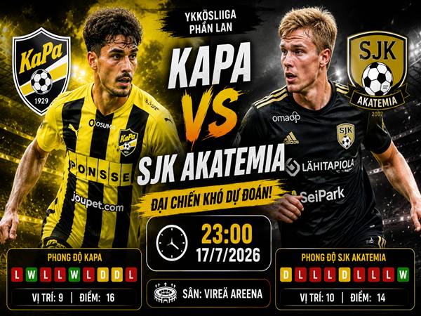 Số liệu trận đấu KaPa gặp SJK Akatemia 23h ngày 17/7